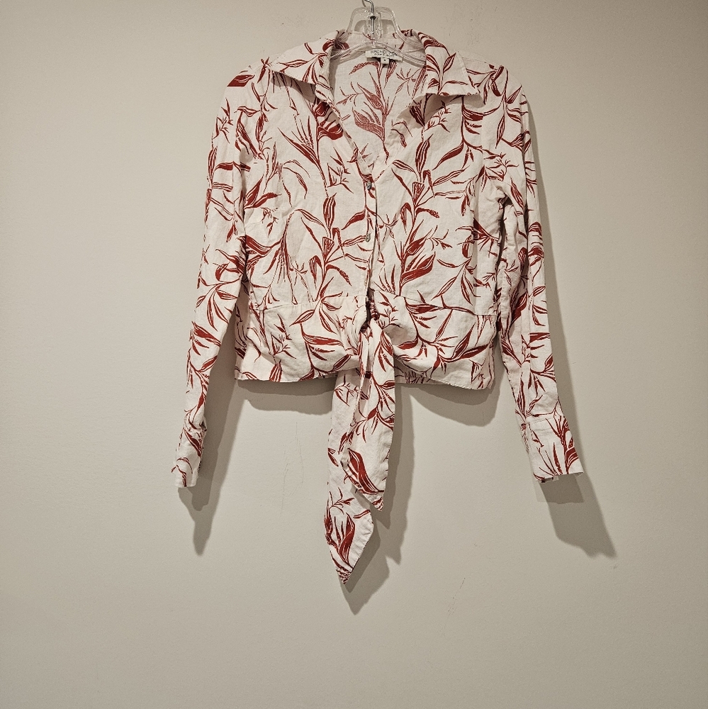Rachel Zoe Floral Red and White Women's Top, Size Small